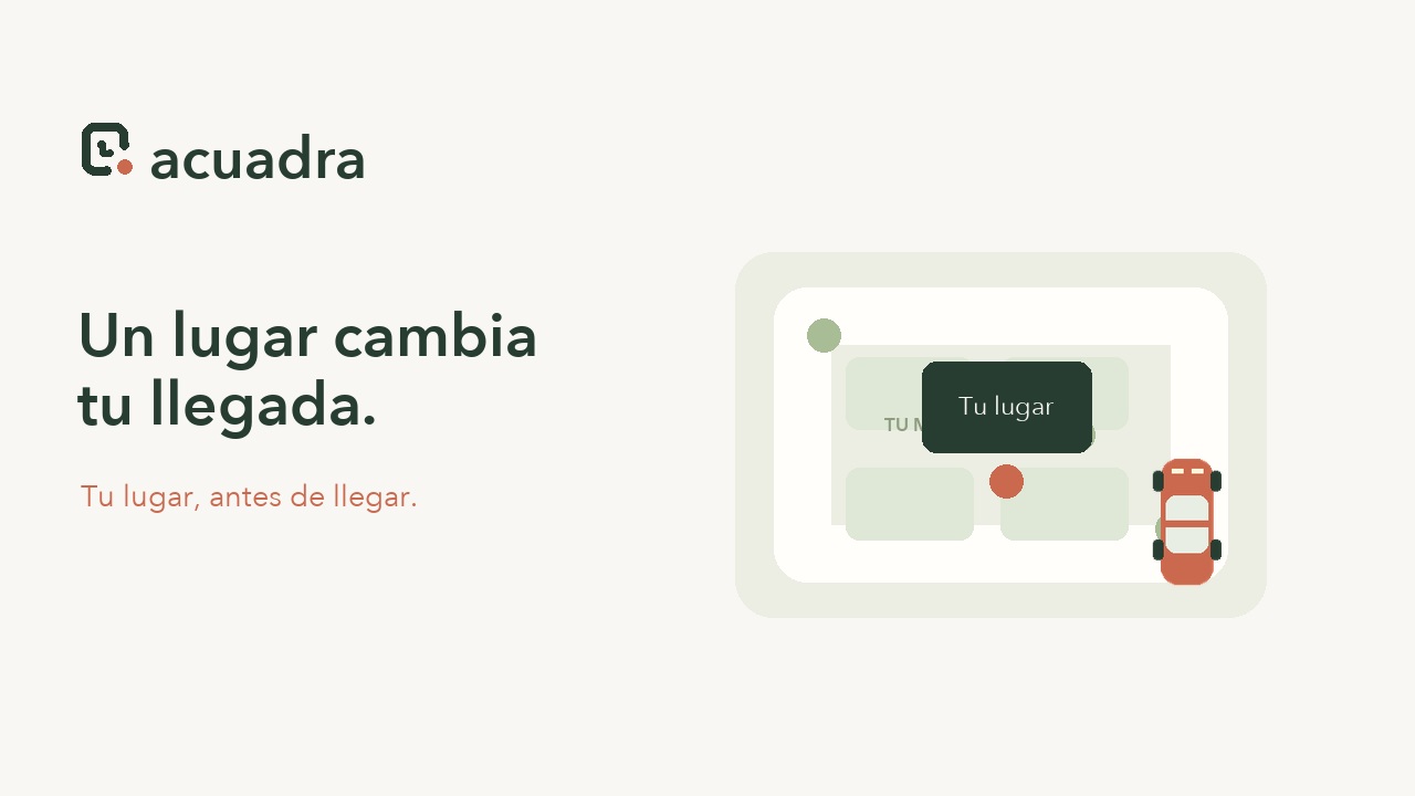 Ilustración de un auto llegando a una cochera reservada con Acuadra